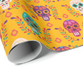 Dia de los Muertos Pattern Wrapping Paper Cadeaupapier (Rol Hoek)