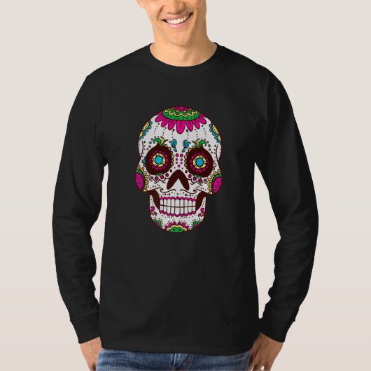 Dia De Los Muertos Pink Elements Skull Mask Premiu T-shirt (Voorkant)