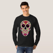 Dia De Los Muertos Pink Hearts Mask Skull T-shirt (Voorkant volledig)