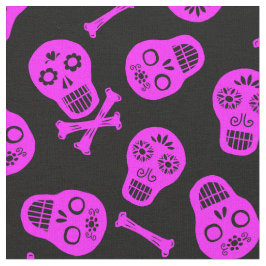 Dia de los Muertos Pink Paper Skulls Patroon Stof