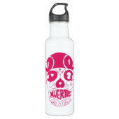 Dia De Los Muertos Pink Skull Bottle Waterfles (Voorkant)