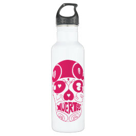 Dia De Los Muertos Pink Skull Bottle Waterfles