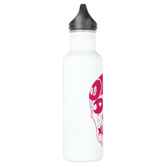 Dia De Los Muertos Pink Skull Bottle Waterfles (Links)