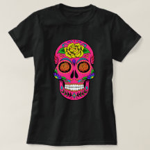 Dia de los Muertos Pink Sugar Skull Marigold Eyes