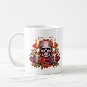 Dia de los Muertos Prachtige bloemensuikerschedel Koffiemok