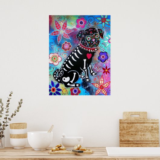 Dia de los Muertos Pug Dog Poster (Keuken)