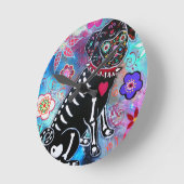 Dia de los Muertos Pug Hondenliefhebber Ronde Klok (Hoek)