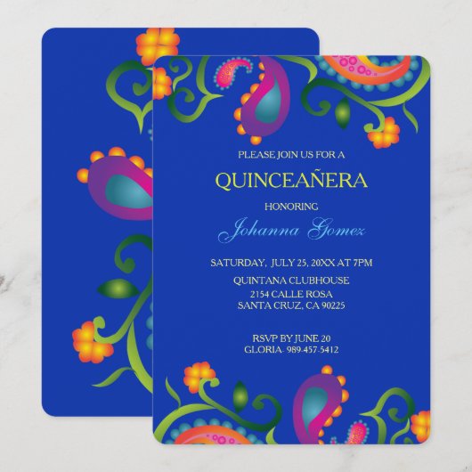 DIA DE LOS MUERTOS QUINCEAÑERA INVITATIE KAART (Voorkant / Achterkant)