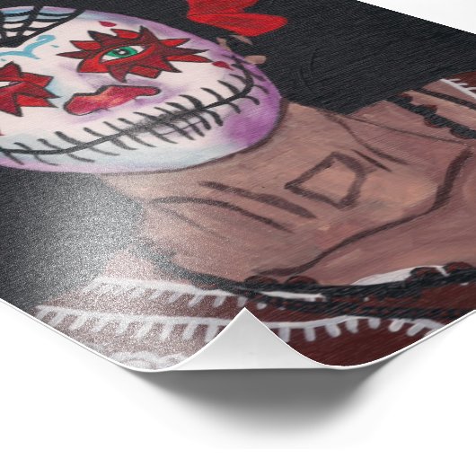 Dia De Los Muertos Red Lady Foto Afdruk (Hoek)