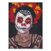 Dia De Los Muertos Red Lady Foto Afdruk (Voorkant)