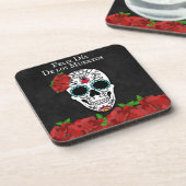 Dia De Los Muertos Red Turquoise Sugar Skull Bier Onderzetter (Linkerzijde)