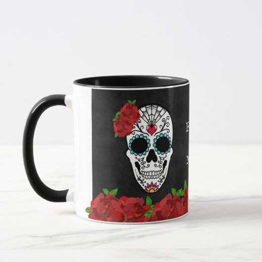 Dia De Los Muertos Red Turquoise Sugar Skull Mok (Links)