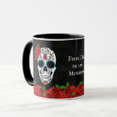 Dia De Los Muertos Red Turquoise Sugar Skull Mok (Voorkant links)