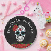 Día de los muertos rode turquoise suiker schedel papieren bordje (Feest)