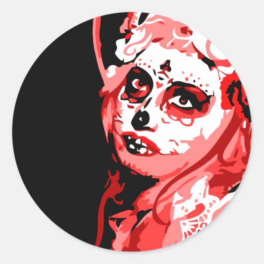 dia de los muertos ronde sticker (Voorkant)