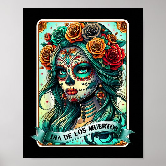 Dia de los Muertos Roos Bloemenvrouw Dag van de De Poster (Voorkant)