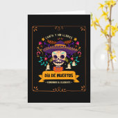 Dia de los Muertos Schedel dag van de doden Kaart (Gele Bloem)