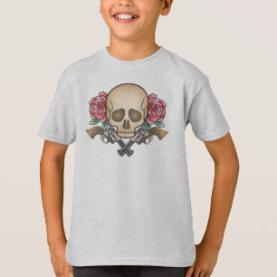 Dia de los Muertos Schedel en Pistolen Sleeve Sh T-shirt