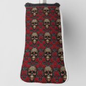 Dia de los Muertos Schedel met Rode Rozen Golfheadcover (Draai 90)