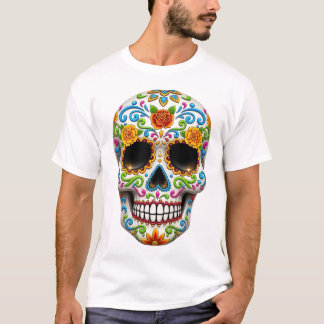 Día de los Muertos-schedel. Mexicaanse Dag van de T-shirt