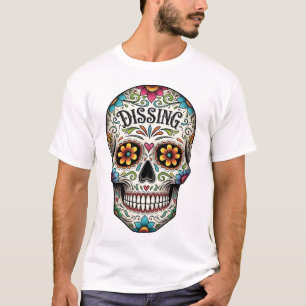 Día de los Muertos-schedel. Mexicaanse Dag van de T-shirt