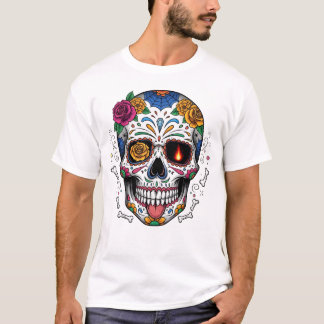 Día de los Muertos-schedel. Mexicaanse Dag van de T-shirt