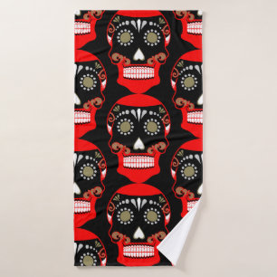 Día de los Muertos Schedel Print Bad Handdoek