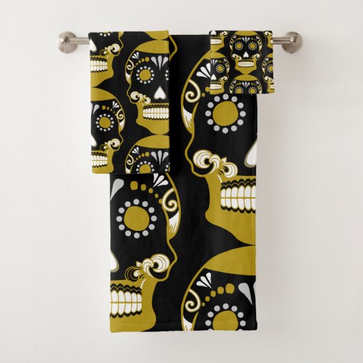 Día de los Muertos Schedel Print Bad Handdoek (Insitu)