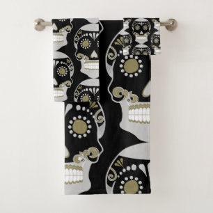 Día de los Muertos Schedel Print Bad Handdoek