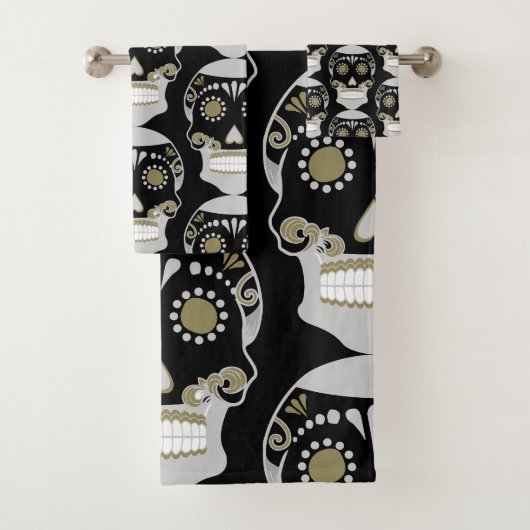 Día de los Muertos Schedel Print Bad Handdoek (Insitu)