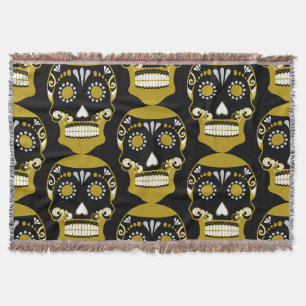 Día de los Muertos Schedel Print Deken