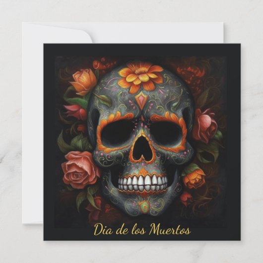 Dia de los Muertos schedel uitnodiging aanpasbaar (Voorkant)