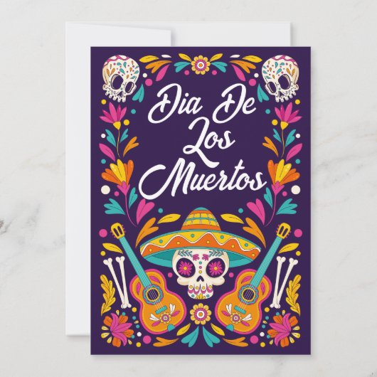 Dia de los muertos schedel viering uitnodiging (Achterkant)