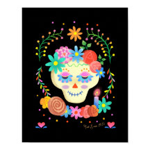 Día de los Muertos Schedelskelet Kunstprint