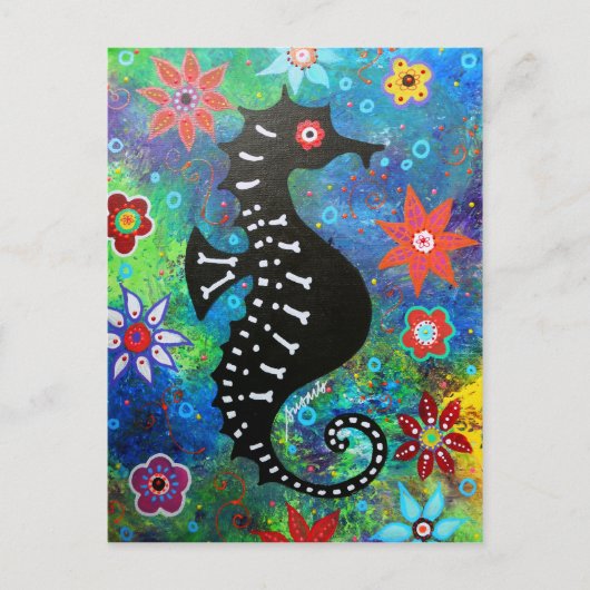Dia de los Muertos Seahorse Briefkaart (Voorkant)