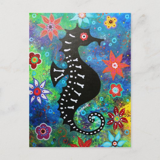 Dia de los Muertos Seahorse Briefkaart (Voorkant)