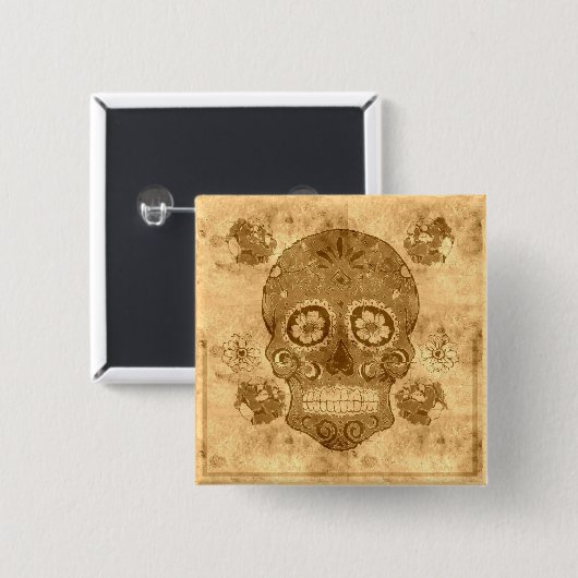 Dia de los muertos - Sepia Sugar Skull Button (Voorkant /achterkant)