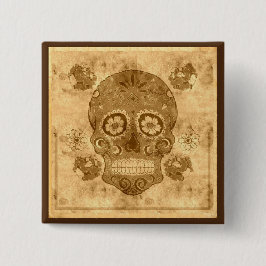Dia de los muertos - Sepia Sugar Skull Button