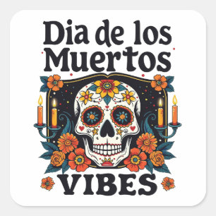 Día De Los Muertos Sfeer Oaxaca Dag van de Doden Vierkante Sticker