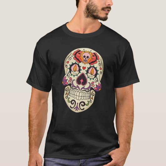 Dia De Los Muertos Shirt voor Mannen Suikerdag O (Voorkant)