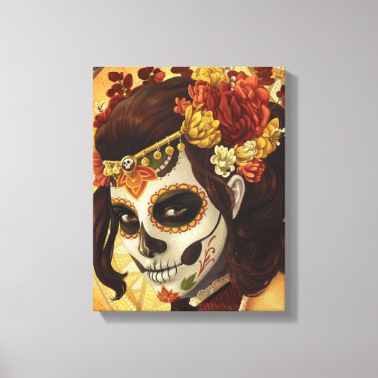 Dia De Los Muertos Sierkussen Canvas Afdruk (Voorkant)