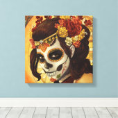 Dia De Los Muertos Sierkussen Canvas Afdruk (Insitu (Houten vloer))