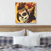 Dia De Los Muertos Sierkussen Canvas Afdruk (Insitu (Slaapkamer))