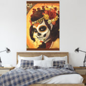 Dia De Los Muertos Sierkussen Canvas Afdruk (Insitu (Slaapkamer))