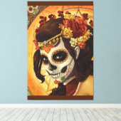 Dia De Los Muertos Sierkussen Canvas Afdruk (Insitu (Houten vloer))