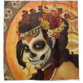 Dia De Los Muertos Sierkussen Douchegordijn (Voorkant)