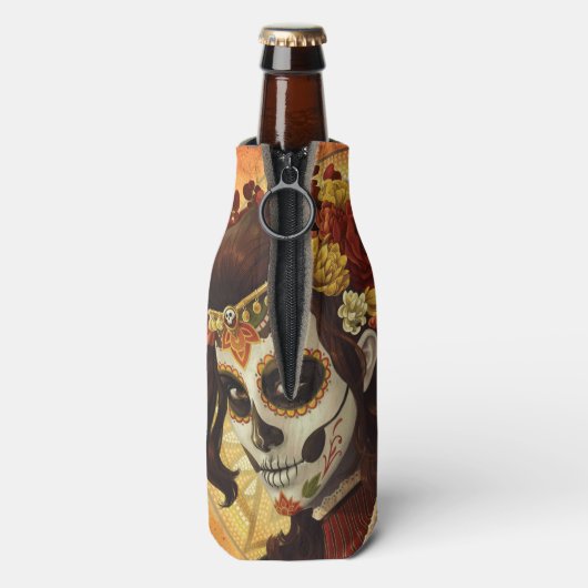 Dia De Los Muertos Sierkussen Flesjeskoeler (Fles Achterkant)