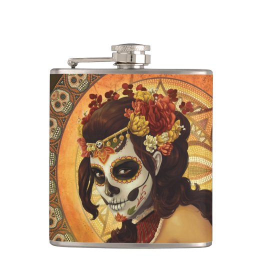 Dia De Los Muertos Sierkussen Heupfles (Voorkant)