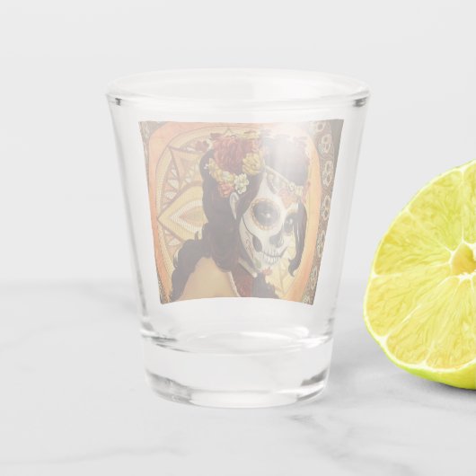 Dia De Los Muertos Sierkussen Shot Glas (Achterkant)