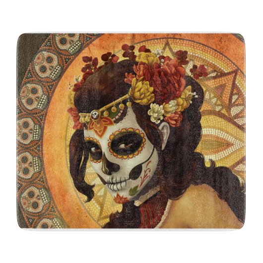 Dia De Los Muertos Sierkussen Snijplank (Voorkant)